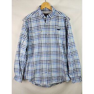 Vineyard Vines Mens Shirt Size Medium Blue Plaid Long Sleeve Harbor Shirt Vented